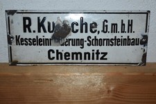 Original Altes Emailschild R.Kutsche Kesseleinmauerung-Schornsteinbau Chemnitz