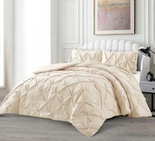 Tagesdecke Set Efsun Überwurf Decke 3-Teilig 240 x 250 cm , 2-Personen Beige