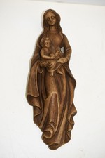 Marienfigur aus Holz geschnitzt Natur 33 cm Höhe 