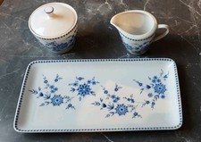 Seltmann Weiden, Bavaria Bayrisch Blau, Kuchenplatte / Zuckerdose / Milchkanne