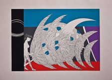 Wolfgang Hutter Frauenakt Phantastischer Realismus sign Siebdruck 1971 57/100