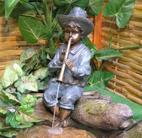 Gartenfigur flötenspieler - gartenfigur,