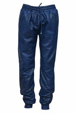Herren Blaue Lederhose 100% Echtes Lammleder Sweatpants/Jogger Hosen