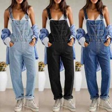 Damen Latzjeans Latzhose Denim Jumpsuit Baggy Overalls Jeanshosen Trägerhosen Ne