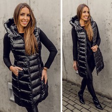 Sportweste Steppweste Weste Bodywarmer Freizeit Ärmellos Kapuze Damen BOLF Lang 