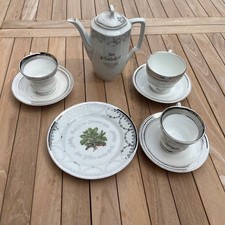 schönes altes Konvolut Porzellan Silberhochzeit Kaffeetasse Kaffeekanne Teller