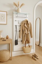 Wandgarderobe, Garderobenpaneele "Aisha" mit Glasablage und 6 Haken, in 3 Farben