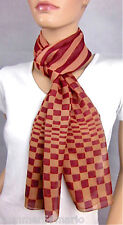 NEU! MODISCHE STOLA SCHAL TUCH HALSTUCH DUNKELROT COGNAC-BRAUN KARO-MUSTER