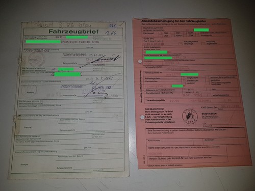 Fahrzeugbrief kfz brief 1983 - fahrzeugbrief,