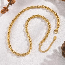 Massive Edelstahl Kaffeebohnen Halskette / Armband, 3D Bohnenkette, Damen Herren