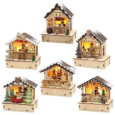 SET 6 x kleine Holzbude Holzhäuser Häuschen Weihnachtsmarkt Marktbude Bude Deko