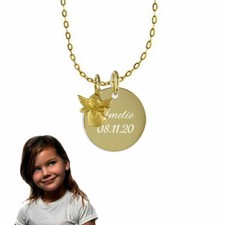 Gravurplatte mit Schutzengel-Echt Gold/333(8Karat)- Inkl. GravuR+Ankerkette
