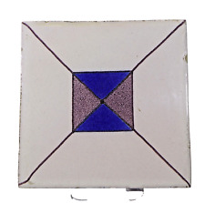 Antike handgemalte Fliese geometrisches Muster Kachel Niederlande um 1850 Nr. 6