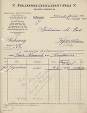 Rechnung Kohlenhandelsgesellschaft Hansa Zeche Heinrich Martin Bock Bier 1920