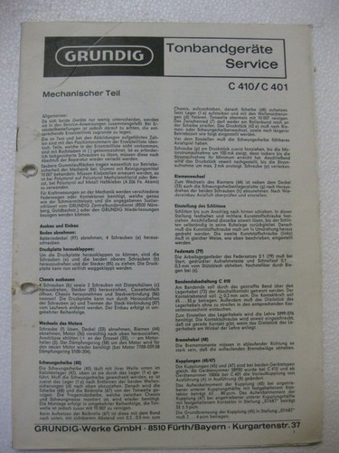 Grundig tonbandgeräte service - grundig, tonbandgeräte-service