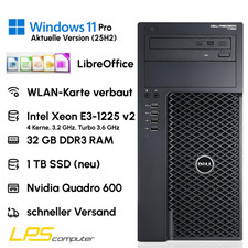Windows 11 Pro Business PC Dell T1650 WLAN 32GB RAM 1TB SSD NVIDIA Office PC