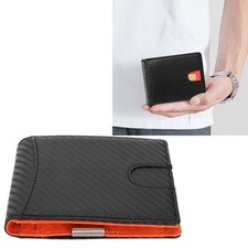 Herren Schlanke Brieftasche 10 Kreditkartenfächer Leder Geldscheinklammer B