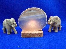 2 Glück Elefanten mit Achat-Scheibe Lampe Feng Shui Speckstein Ganesha Esoterik