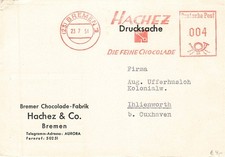 138723) Lebensmittel Schokolade, AFS-Blg Bremen 1951, Hachez-Vertreterkarte