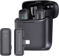 Wireless Lavalier Mikrofon Ansteckmikrofon mit Ladekoffer für iPhone iPad