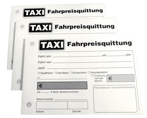 Taxi fahrpreis quittung - 1x, taxi-fahrpreis-quittung