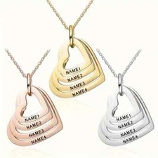 Namenskette Gravur Familienkette Anhänger mit Namen Herz Anhänger Halskette