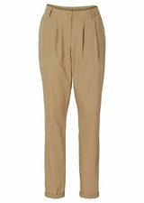 Hose Gr. 36 Beige Turn-up Loose Fit Lässig Damenhose Bügelfalten-Hose Chino Neu