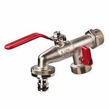 Kugel-Auslaufhahn 3/4" Zoll 26,5mm Kugel-hahn Messing zweifach Doppel-Anschluss