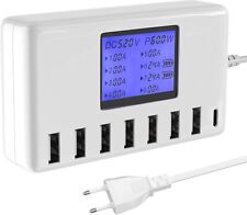 60W 8-Port Mehrfach Schnell Netzteil Hub USB Ladegerät, Ladeadapter Ladestation