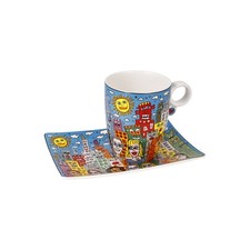James Rizzi  Pop Art Tasse mit Untertasse SUMMER IN THE CITY 350ml Goebel