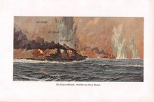 Die Skagerrakschlacht - Claus Bergen - Historischer Kunstdruck von 1928 ~16x25cm