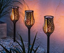 Solar-Gartenstecker "Tulip Flame" 3er-Set LED Beleuchtung Deko Gartendekoration