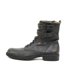 Diesel Herren Boots Used-Look Schnalle Stiefel Schwarz Leder High-Top EU 43