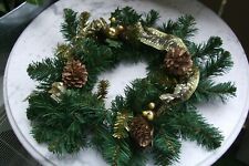 Weihnachten Deko Türbogen Kranz geschmückte Girlande Kunsttanne grün gold