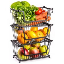 Obstkorb Metall Schwarz 3er