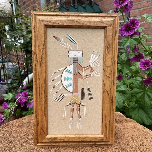 Navajo sandbild mit holzrahmen - navajo,