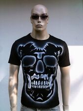 Airbrush BIKER RIDER CHOPPER GHOST SKULL ViP Tattoo Designer T-Shirt L 54