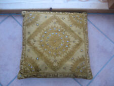 Kissenbezug, Indien, gelbton/ocker mit Muster, Pailletten, 39 x 39 cm