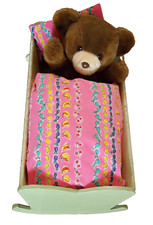 * Puppen Wiege Handarbeit aus den 50ern, Bärenbett, mit Mängeln,