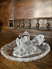 24% Lead Crystal Cristal D’Arques Swan Dish Made In France