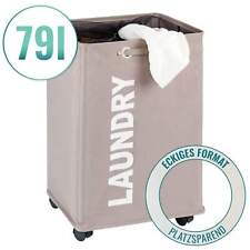 WENKO Wäsche Sammler QUADRO 79 L Korb Box Sack Sortierer mit Rollen Trage Griffe