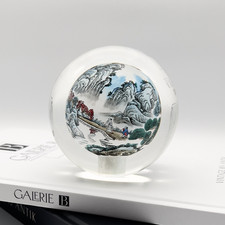 Asiatika - Chinesische Hinterglasmalerei Kugel Glaskunst Glas Figur Paperweight