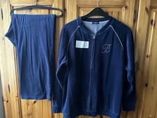 2) Buffalo Hausanzug Jogginganzug blau Samt-Nicki mit Strasslogo Gr. 44-46