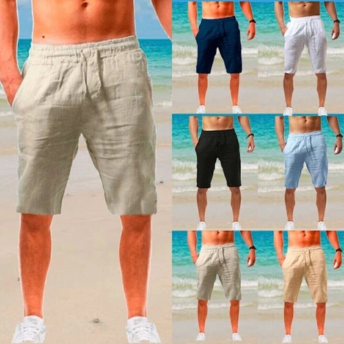 Herren baumwolle leinen shorts - leinen,