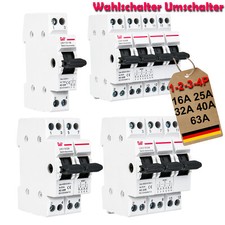 Wahlschalter Umschalter 1-0-2 16A 25A 32A 40A 63A 1/2/3/4 Polig Reiheneinbau DE