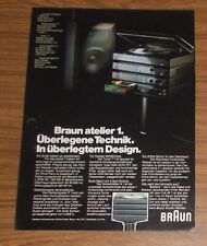 Seltene Werbung vintage BRAUN ATELIER 1 HiFi Anlage P  1 Plattenspieler 1981