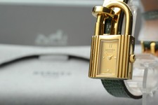 Vintage [Exc + 5 Box] HERMES Kelly Watch Gold Grün "-" Damen Quarzuhr JAPAN