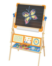 Doppelseitige Lerntafel Holz Standtafel Zeichentafel mit Lernuhr Kinder