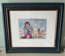 Bild Clown mit Ziehharmonika und Hahn Kunstdruck Sanné inkl. Rahmen 38 x 32cm