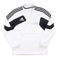 Adidas Vintage Mercedes Pullover Half-Zip Weiß Schwarz Retro Gestreift Sweatshir